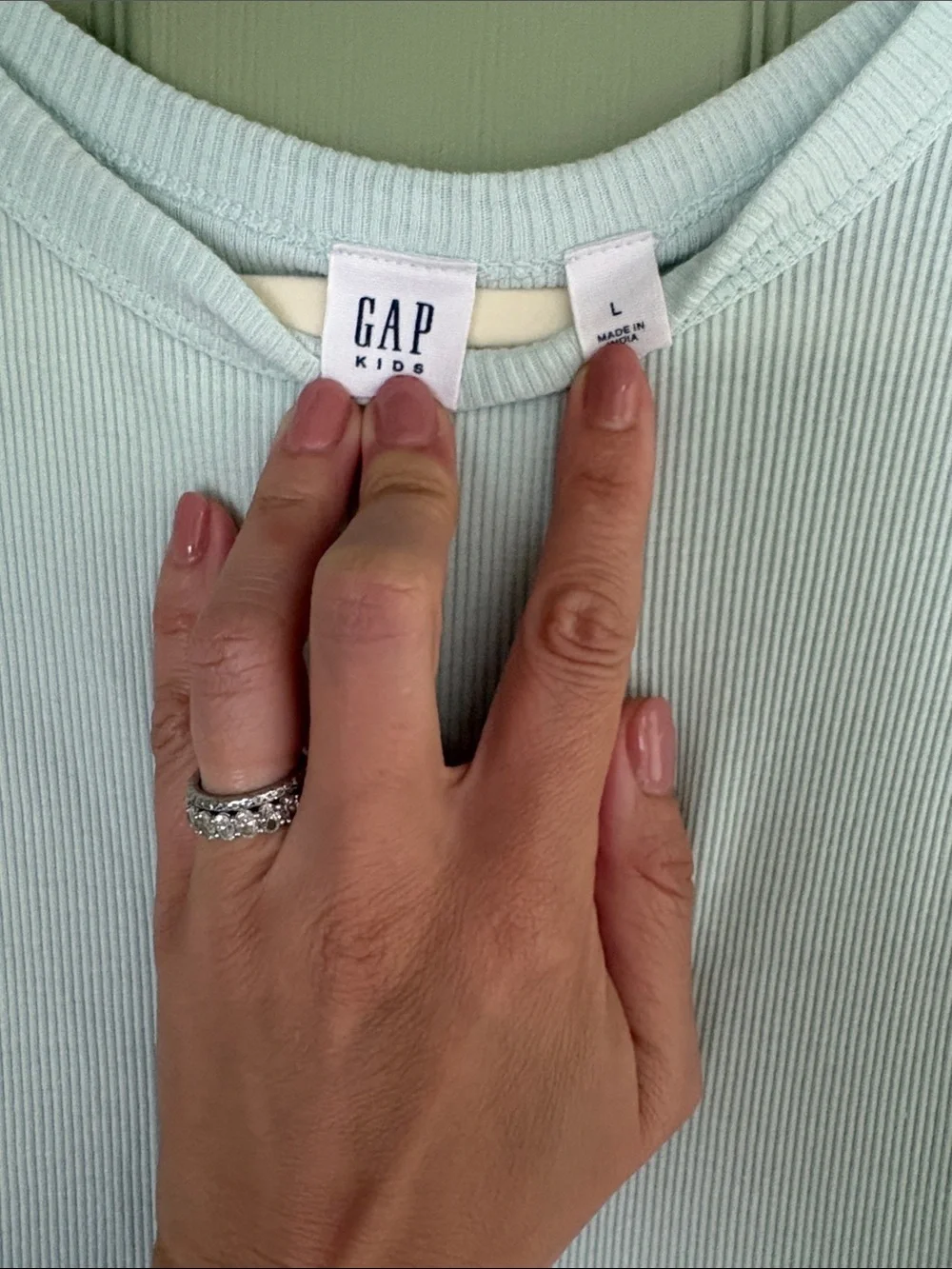 GAP Girls Mixed Media Bubble Sleeveless Dress in Light Blue and Mint Green